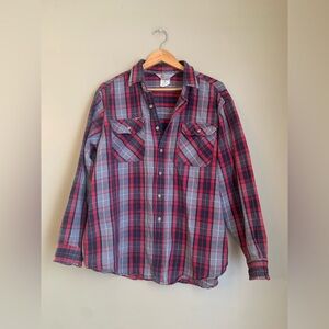 VTG Carhartt Rugged Outdoor Wear Shirt XL USA Heavy Flannel Flap Pockets